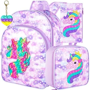 Unicorn Kids Backpack School Bag With Lunch Box And Pencil Case For Girls Set US - Picture 1 of 8