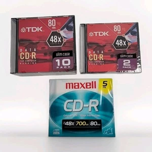 TDK Data CD-R 10 Plus A 2 Pack 80 Min Burnable CD 700mb 48X A Maxell 5 Pack =17 - Picture 1 of 8