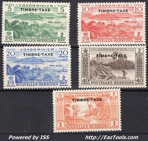 NOUVELLES HEBRIDES SERIE TIMBRES TAXE N° 36/40 NEUF * AVEC CHARNIERE - Picture 1 of 2