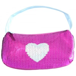 New Giggle Me Pink Sequin Heart Hand Bag Box Kids Children's Girls School Silver - Picture 1 of 1