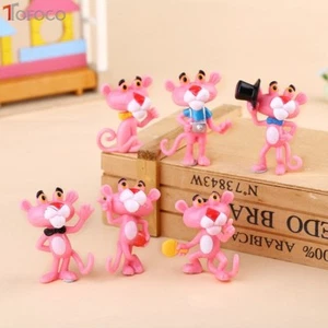 6PCS Pink Panther Anime Action Figure Cake Topper Cute Doll Kid Gift Toy - Picture 1 of 7