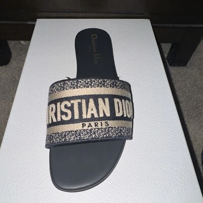 Christian Dior Dway Zapato Individual IZQUIERDO Sandalia Deslizable Azul Marino 37 Zapato Amputado Foto 1 de 4