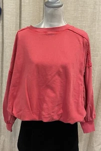 We The Free Bubble Up Pullover Faded Red Sweatshirt Boho Free People S Oversized - Picture 1 of 11