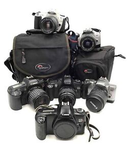 Canon Film Camera, Lens & Accessory Lot w/ 6 Cameras, 11 Lenses & 1 Thyristor