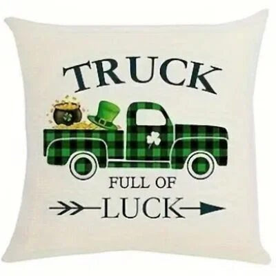 NUEVO CAMIÓN A CUADROS BÚFALO DÍA DE SAN PATRICIO LLENO DE SUERTE FUNDA DE ALMOHADA 17,7" Foto 1 de 4