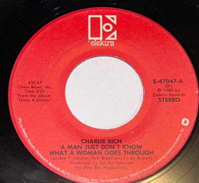 Charlie Rich A Man Just Don’t Know What A Woman Goes Through 45 Rpm 7” 234H17 - Image 1 of 4