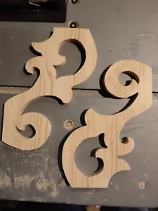 pair victorian fretwork brackets decoration corner 5 1/2" x 7 3/4" x 1/2" - Picture 1 of 10