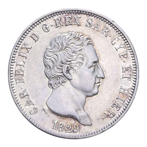 5 LIRE 1829 GENOVA CARLO FELICE REGNO DI SARDEGNA - Picture 1 of 2