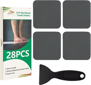 28 PCS Non-Slip Adhesive Shower Stickers for Bathtub, Bathroom, Stairs (Grey) - Picture 1 of 12