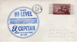 SANTA FE HI-LEVEL EL CAPITAN LOS ANGELES TO CHICAGO, LOS ANGELES, 1958 FDC8687 - Picture 1 of 2