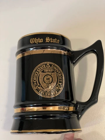 The Ohio State University Buckeyes Mug Beer Stein with Gold Black Cup Glass Cover
