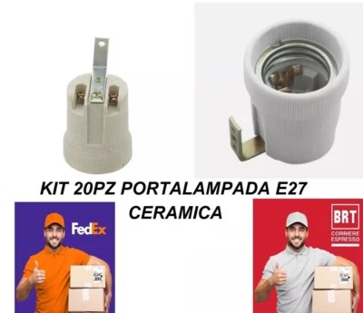portalampada in ceramica con staffetta 90 gradi E27 20 pezzi