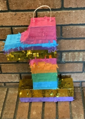 Blue Panda Rainbow Number 1 Pinata For 1st Birthday Party - Image 1 of 3