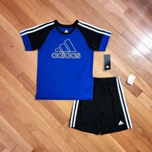 NEW ADIDAS Toddler Little Boy Tee & Short Set, Navy Blue (4T, 5, 6 avail) - Picture 1 of 5