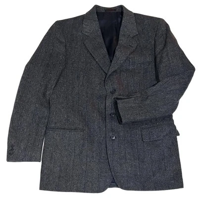 Blazer de tweed English Manor para hombre 100 % lana azul 3 botones chaqueta abrigo deportivo 42L Foto 1 de 4