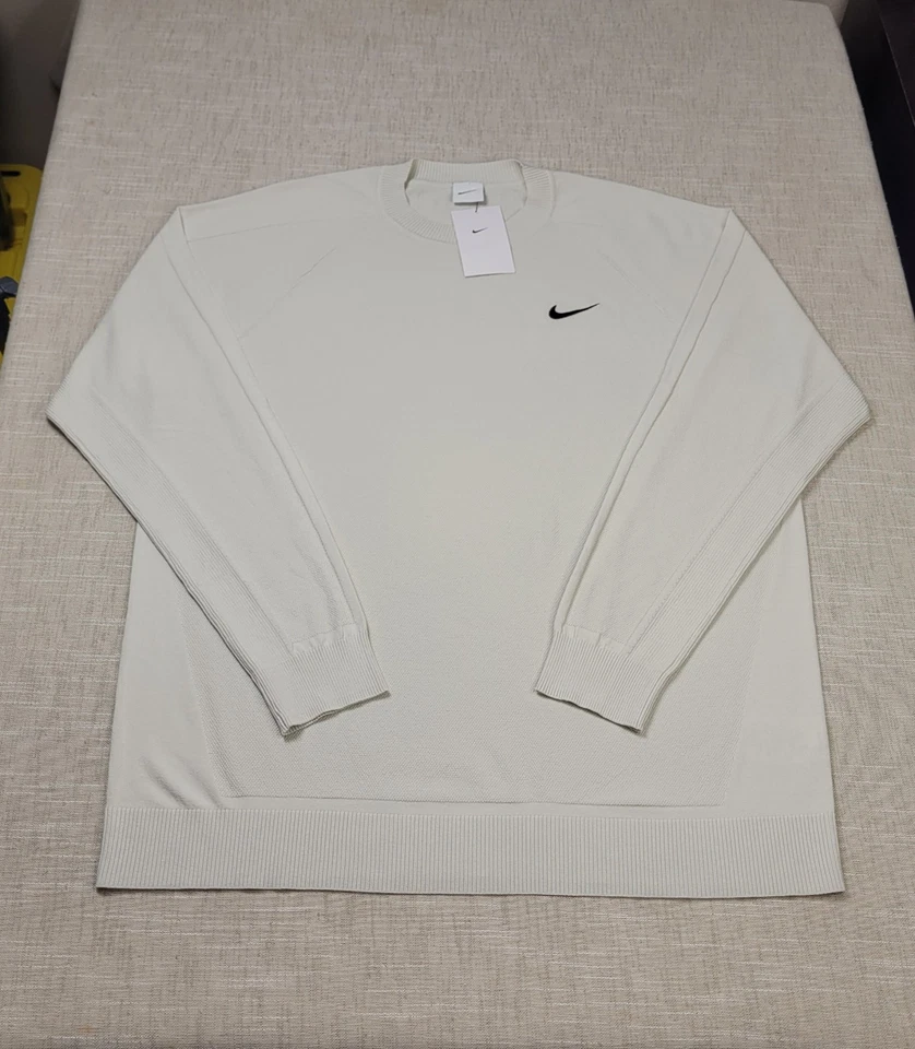 NIKE Golf Tour Sweater Mens XL Beige Logo Light Bone Crewneck FQ8832-072
