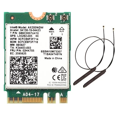 Scheda Intel AX200NGW WiFi 6 M.2: 2,4 Gbps 5 GHz, BT5.2, doppia antenna (laptop/PC) - Immagine 1 di 4