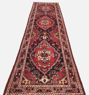 3'8x13'7" ANTIQUE HAND KNOTTED CAUCASIAN KAZAK SERAPE TRIBAL WOOL RUG RUNNER - Image 1 of 4