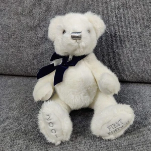 Millennium Bear First Edition 2001 White Teddy Bear Plush Blue SIlver Bow Y2K - Picture 1 of 10