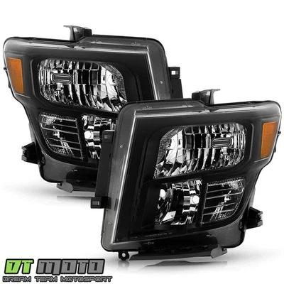 Juego de pares de faros halógenos negros izquierda+derecha para Nissan Titan|Titan XD 2016-2024 Foto 1 de 4