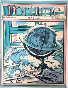 Walter Buehr Globe Map Fortune Cover Only Vintage July 1931 Art Magazine Print - Picture 1 of 7