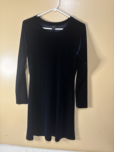 UNDERCOVER Abito svasato Moda International Victorias Secret blu notte velluto aderente piccolo