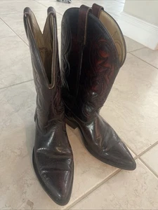 Cowboy Boots 4939 Acme Men's Burgundy brownish Leather Western 9 EW USA VTG - Picture 1 of 9