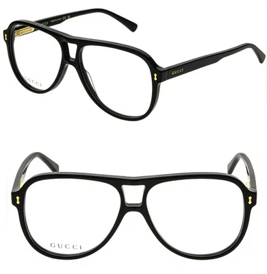 Gucci GG1044O 1044 Occhiali da vista unisex neri retrò Aviator Flex ottica 57 mm 001 - Immagine 1 di 4