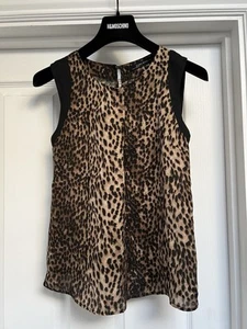 ZARA Woman leopard print sleeveless black blouse chiffon top XS 8 office party - Picture 1 of 6