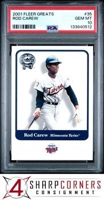 2001 FLEER GREATS #35 ROD CAREW HOF PSA 10 - Image 1 of 3