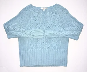 Y2K TOMMY HILGIGER Damen Gr. Large babyblau Zopfmuster V-Ausschnitt Pullover Pulli - Bild 1 von 12