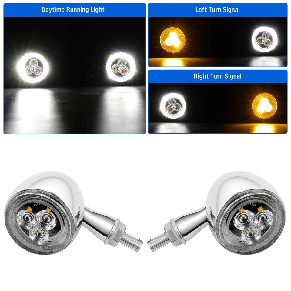 2x Motorcycle LED Bullet Running Turn Signal Blinker Lights For Harley Davidson - Image 1 of 4