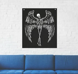 Tapiz de pared esqueleto alado - pentagrama vudú oculto cruz leviatán Baphomet - Imagen 1 de 4