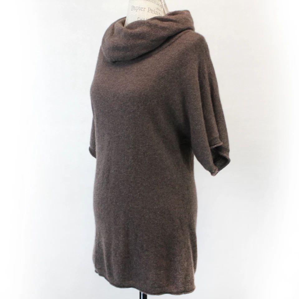 Vestido Suéter Kenar 2 Capas 100% Cachemira Marrón Cuello Tortuga Manga Corta Mediano Foto 1 de 4