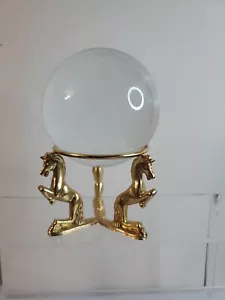 Vintage Crystal Ball Unicorn Stand Heavy Sphere Orb Fortune Halloween Seance - Picture 1 of 8