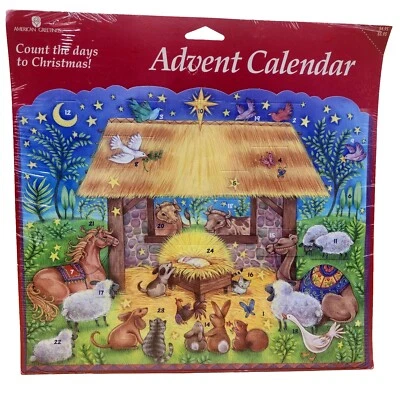 Animals Nativity Manger Scene Advent Calendar Baby Jesus American Greetings, NEW - Image 1 of 4
