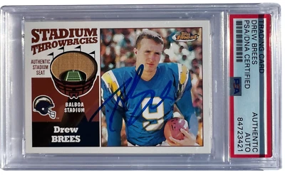 DREW BREES SIGNED 2001 TOPPS FINEST STADIUM ROOKIE CARD #FS-DB RC AUTO PSA/DNA - Image 1 of 2