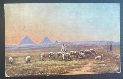 1906 Cairo Egypt Postcard cover To Hagenow Germany Pasturing Near Pyramids - Image 1 of 2