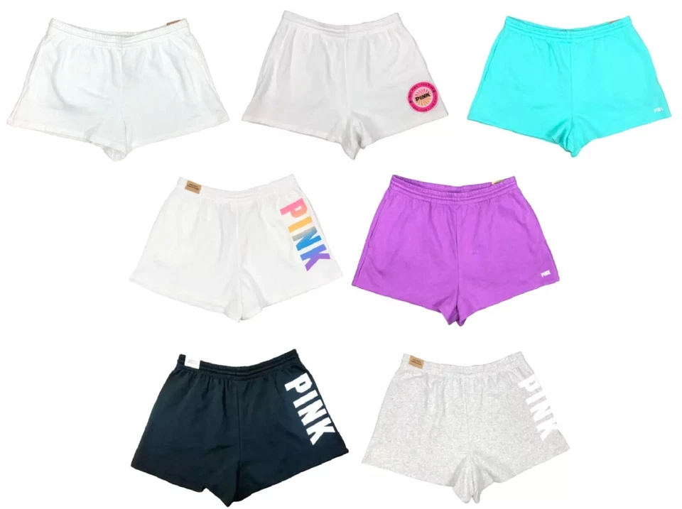 VICTORIA'S SECRET PINK FLEECE HIGH WAIST CAMPUS SHORTS POCKETS XS S M L XL XXL - Image 1 of 1