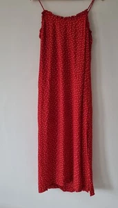 Anthropologie Red White Spot Spaghetti Strap Slip Sun Dress 8 - Picture 1 of 6