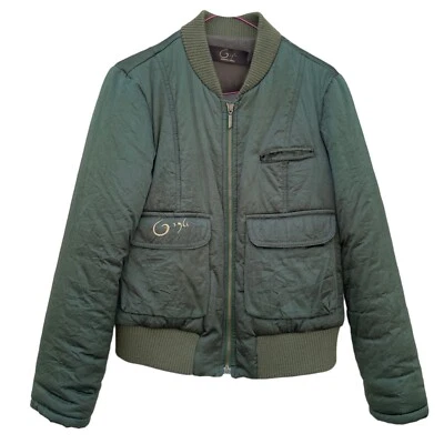 Chaqueta corta ROMEO GIGLI, chaqueta de bombardero de diseñador, chaqueta corta verde, talla M Foto 1 de 4