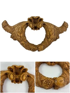 Architectural Wood Carved Pediment Ornate French Style Fruit Acorns Vintage 19" - Picture 1 of 12