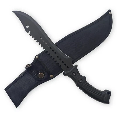 Daga de acero negro “Outdoor Magic”, forma única, aventura al aire libre, afilada Foto 1 de 4