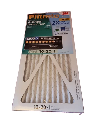 3M  Filter  1200D 4 Pack 10x20x1 Allergen Reduction - Image 1 of 3