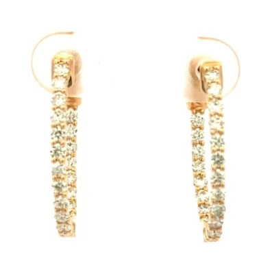 Video 1.10CT 14K Amarillo 🟡 Oro Diamante Natural Interior Exterior Aro Pendientes  Foto 1 de 4