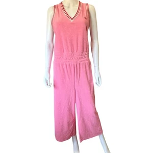 Tuta smanicata Juicy Couture rosa spugna scollo a V donna taglia large nuova con etichette - Foto 1 di 8