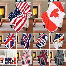 Patriotic US Flag Blanket American National Flag Throws Plush Reversible Blanket
