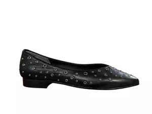 UPPER CLASS ballerina pelle nera con borchie argento a punta 4101 MADE IN ITALY - Imagen 1 de 5