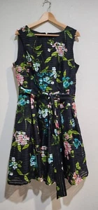 Tommy Hilfiger Long Sleeve Spring Floral Fit & Flare Midi Dress Women Sz 14 - Picture 1 of 9