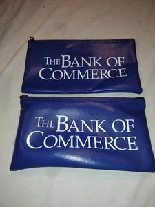 2 Vintage 1990's Commerce Bank Vinyl Zippered Bank Deposit Bags 10" x 5 1/2" - Picture 1 of 2